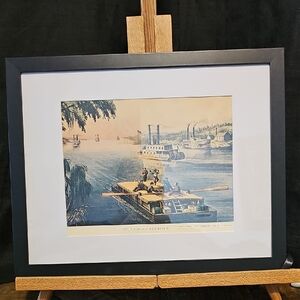 Framed River Scene Art Print Currior And Ives.